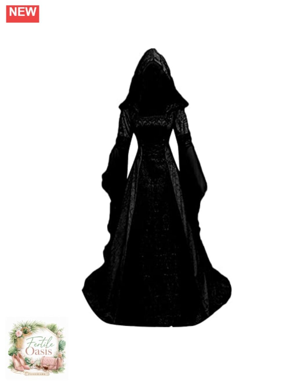 Women's Gothic Halloween Costume Dress - Velvet Hooded Renaissance Vampire